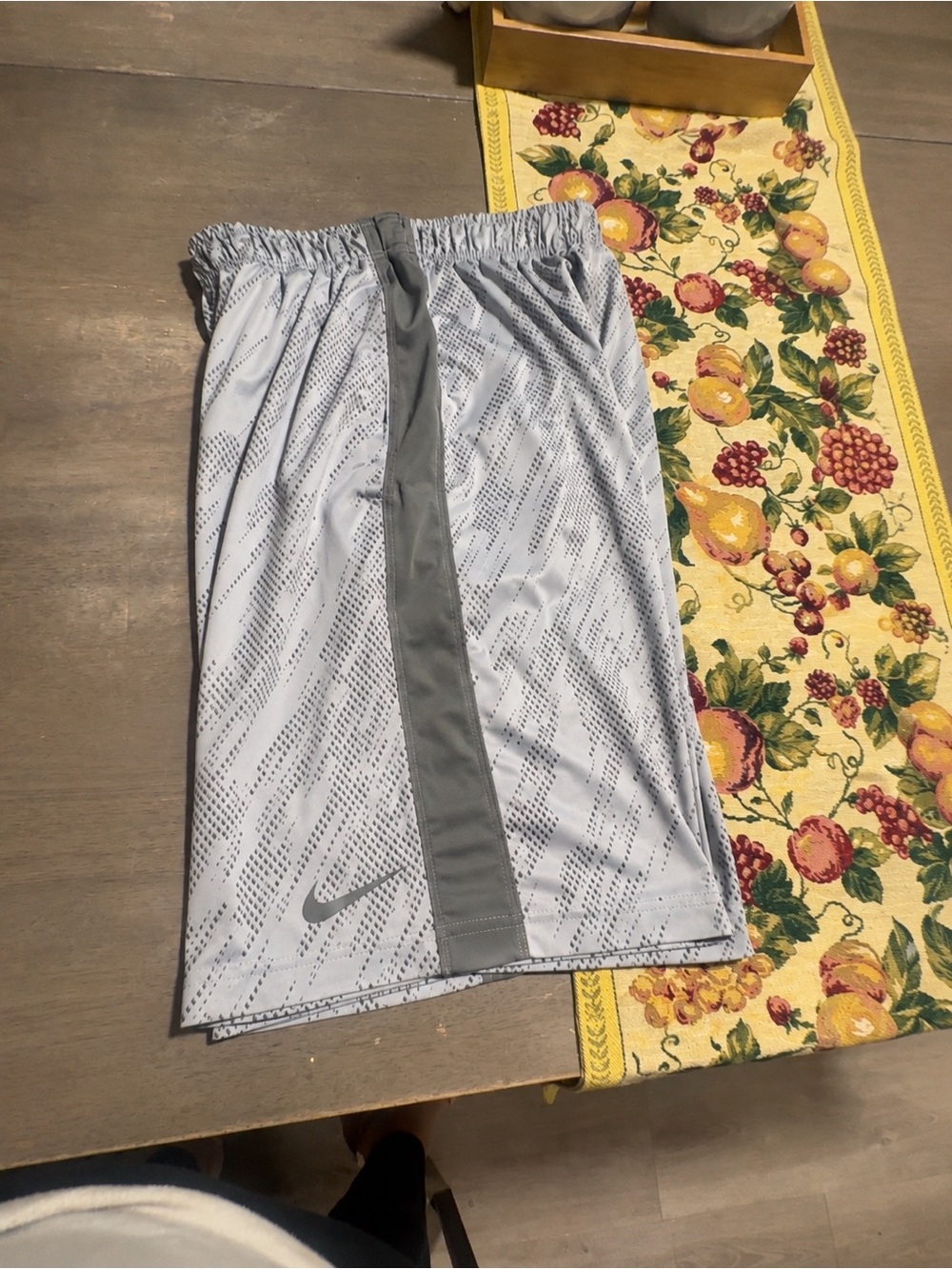 Nike Boys' Light Gray Athletic Shorts with Dark Gray Stripe